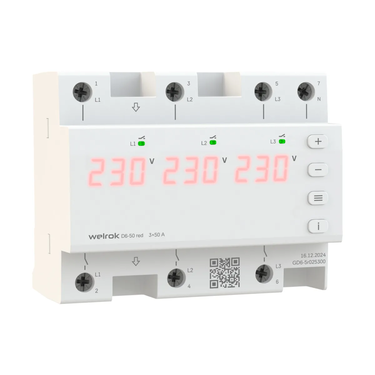 Реле напряжения Welrok D6-50 red